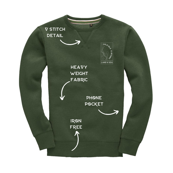 Wild Isle Coastal Crew Sweatshirt - Bottle Green
