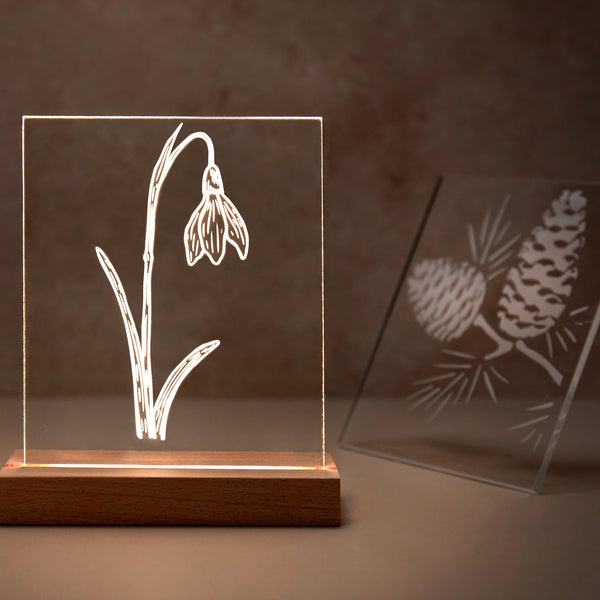 The Snow Drop Luminary Art Card with LED Light Set