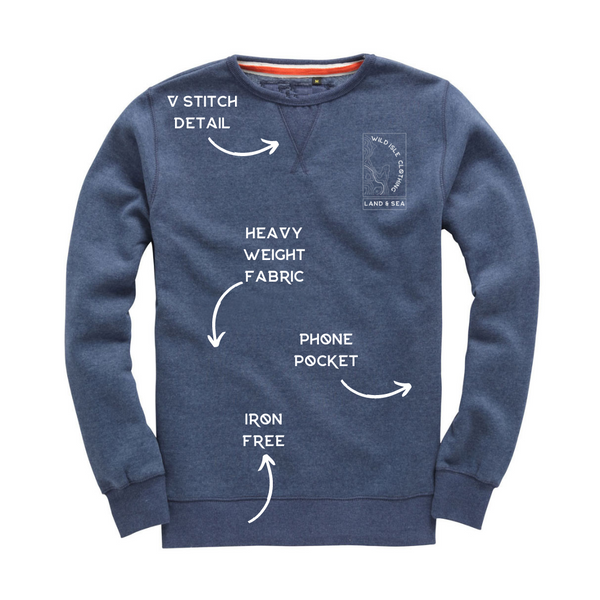 Wild Isle Coastal Crew Sweatshirt - Stone Blue