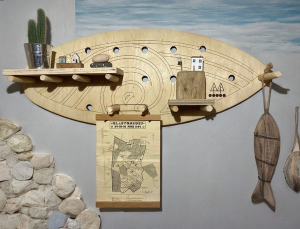 Surf Board Peg Board with Wave Design for storage and organisation