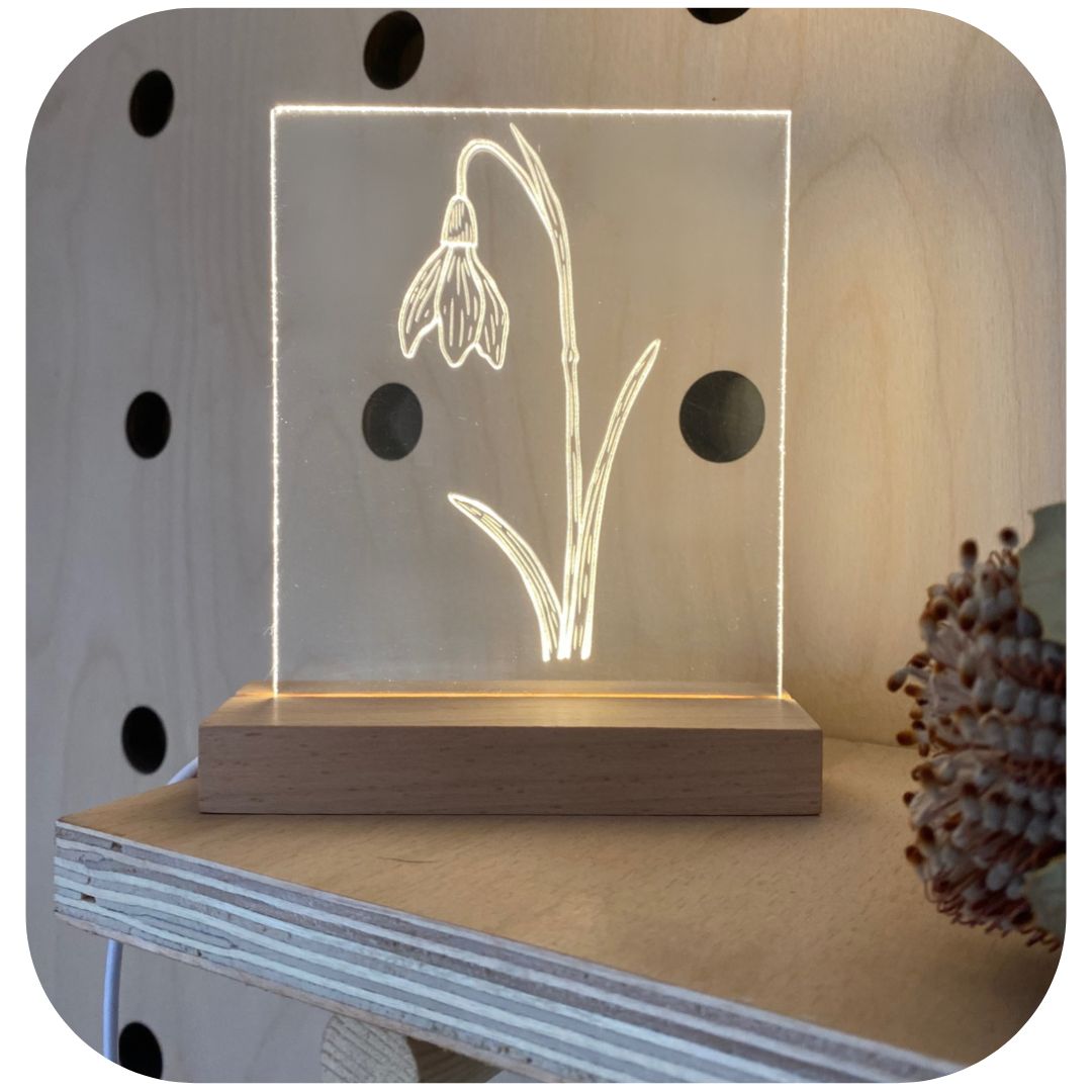 The Snow Drop Luminary Art Card with LED Light Set