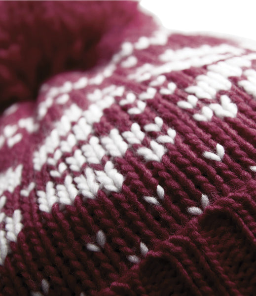 Fair Isle Heritage Bobble Hat - Berry