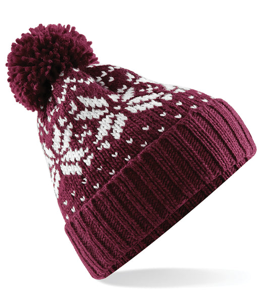 Fair Isle Heritage Bobble Hat - Berry