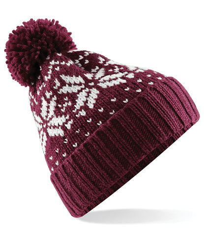 Fair Isle Heritage Bobble Hat - Berry