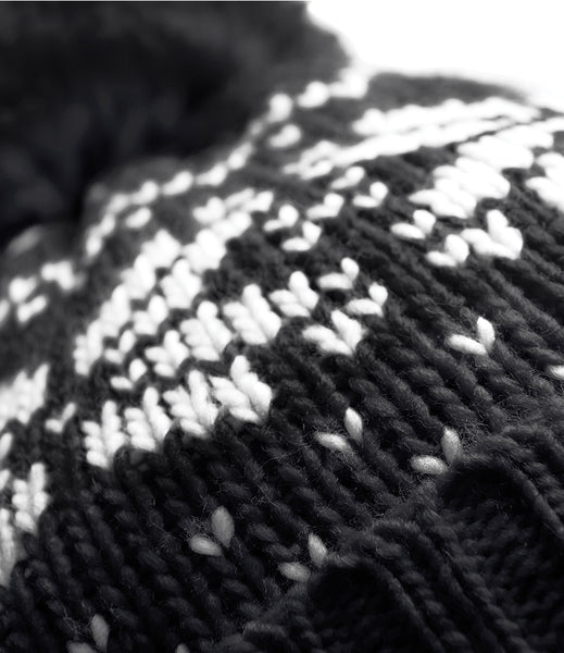 Fair Isle Heritage Bobble Hat - Black