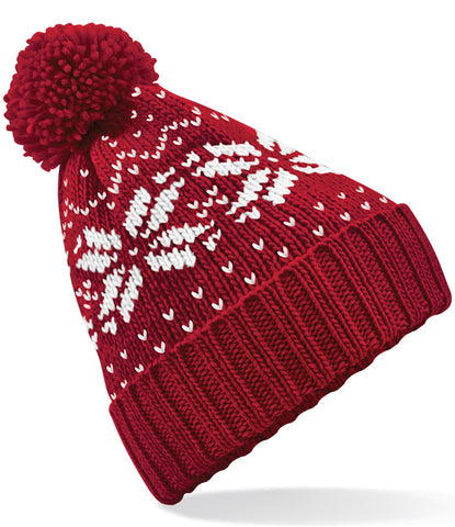 Fair Isle Heritage Bobble Hat - Red