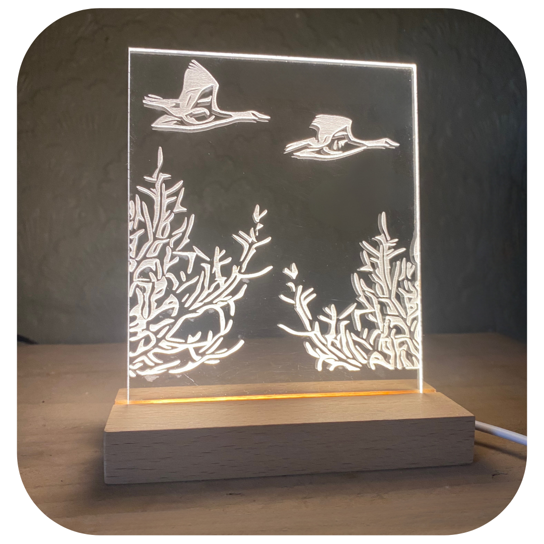 The Flying Geese Luminary Art Card with LED Light Set