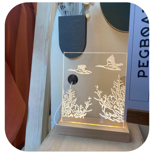 The Flying Geese Luminary Art Card with LED Light Set