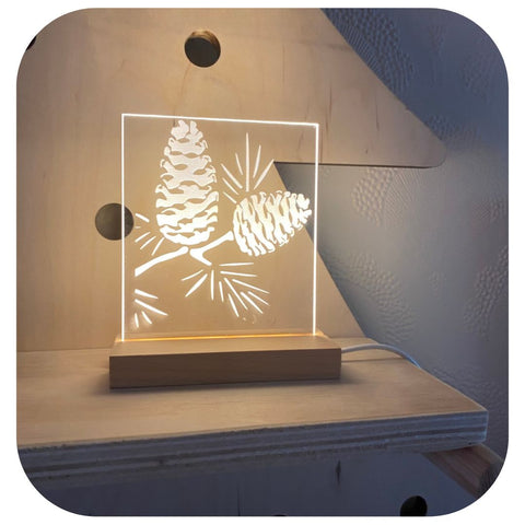 The Pine Cone Luminary Art Card with LED Light Set