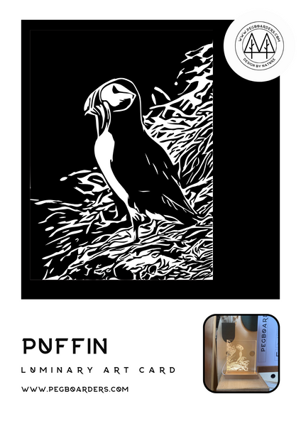 The Puffin Luminary Art Card with LED Light Set