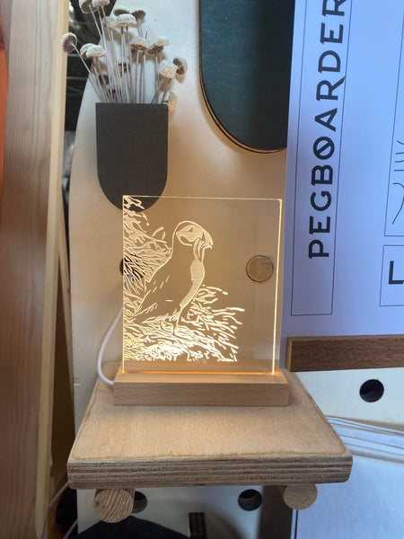 The Puffin Luminary Art Card with LED Light Set