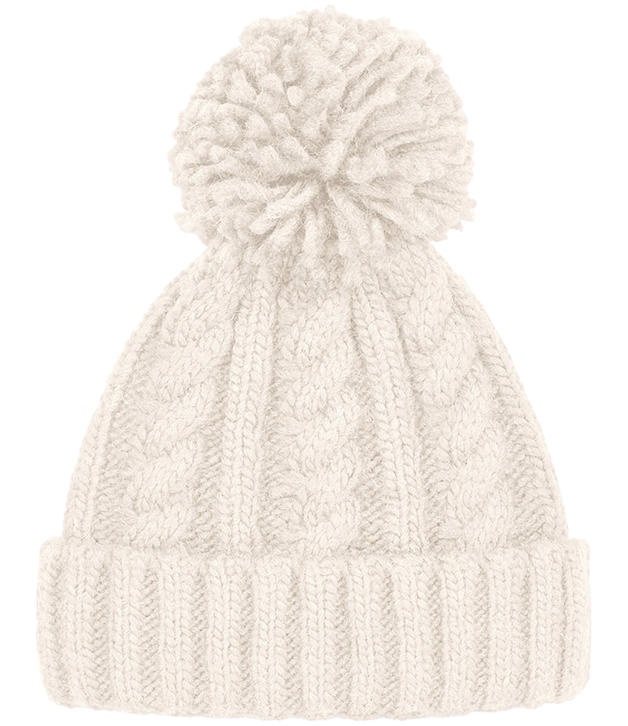Wild Isle Cable Knit Bobble Hat - Natural