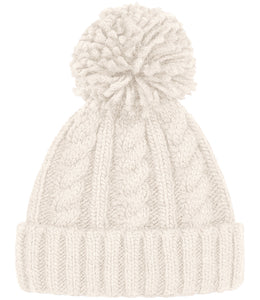 Wild Isle Cable Knit Bobble Hat - Natural