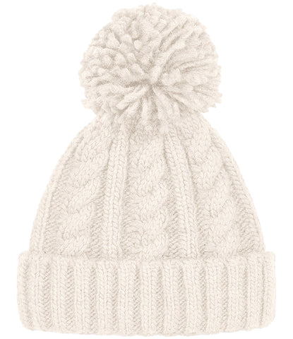 Wild Isle Cable Knit Bobble Hat - Natural