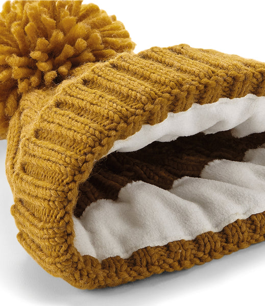 Wild Isle Cable Knit Bobble Hat - Mustard