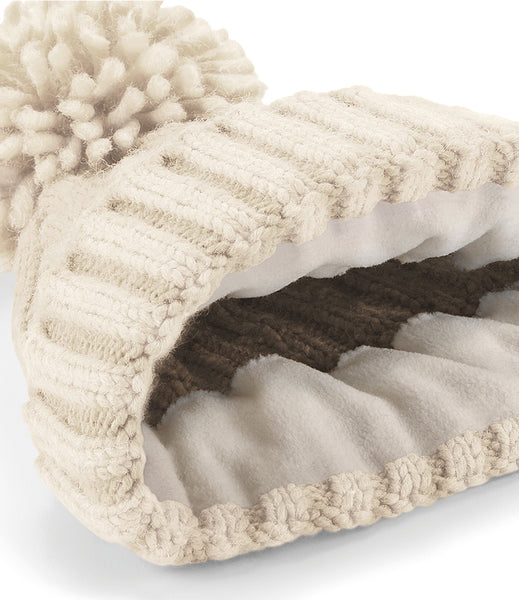 Wild Isle Cable Knit Bobble Hat - Natural